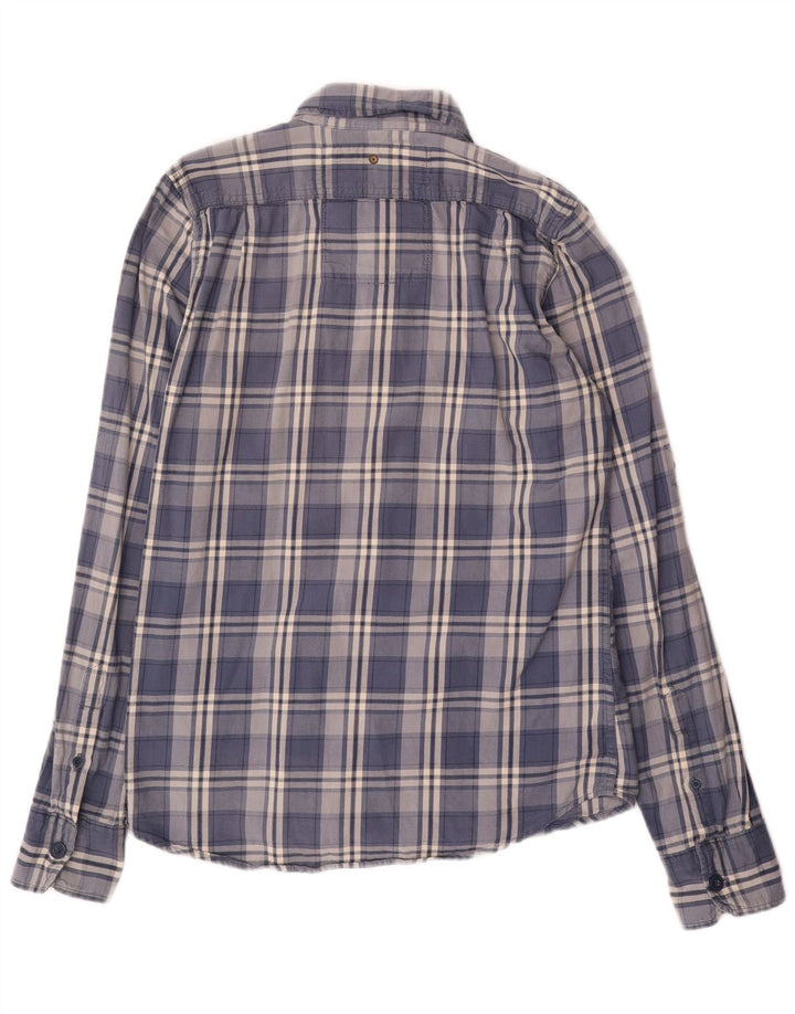 Superdry Mens Flannel Shirt Medium Blue Check Cotton