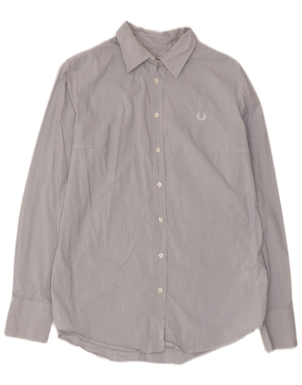 FRED PERRY Womens Shirt UK 18 XL Blue Pinstripe Cotton