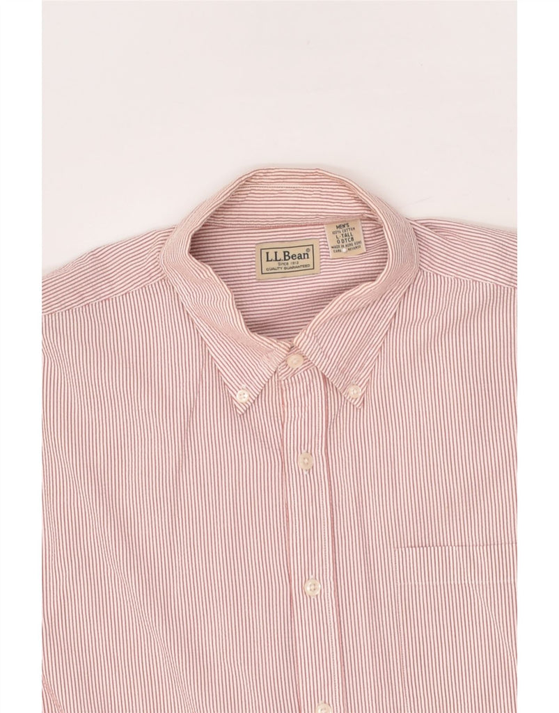 L.L.BEAN Mens Tall Short Sleeve Shirt Large Pink Pinstripe Cotton | Vintage L.L.Bean | Thrift | Second-Hand L.L.Bean | Used Clothing | Messina Hembry 