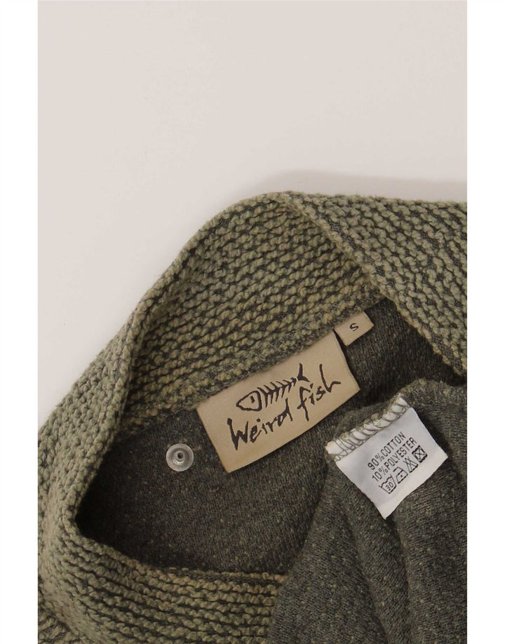 Weird Fish Mens Sweatshirt Jumper Small Khaki Cotton