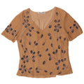 Jacques Vert Womens Blouse Top UK 12 Medium Beige Floral Polyester