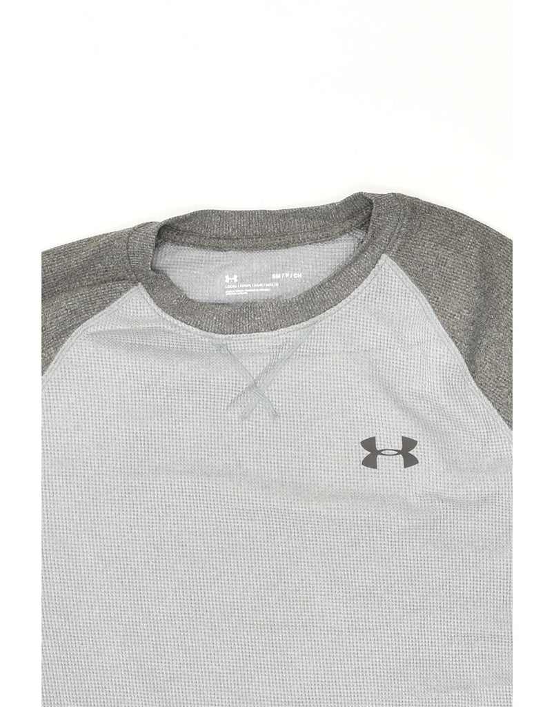 UNDER ARMOUR Mens Top Long Sleeve Small Grey Colourblock Polyester | Vintage Under Armour | Thrift | Second-Hand Under Armour | Used Clothing | Messina Hembry 