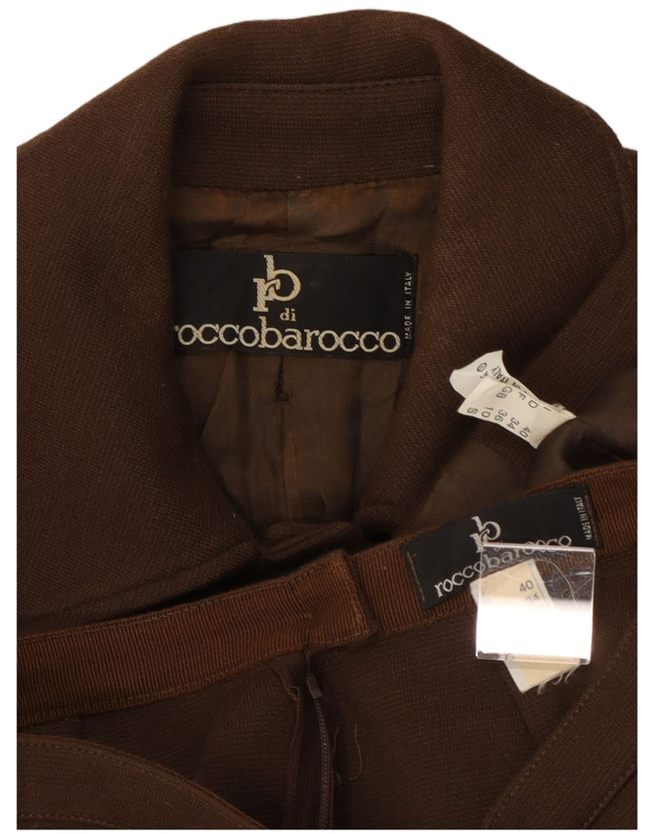Roccobarocco Womens 5 Button 2 Piece Skirt Set UK 10 Small W23  Brown Army