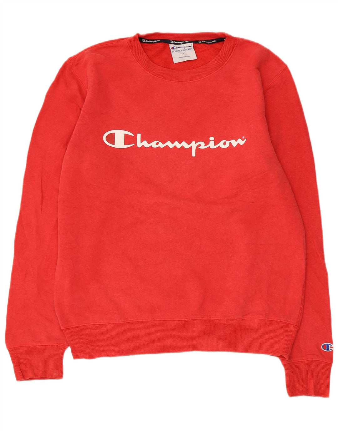 Champion Mens Graphic Sweatshirt Jumper Small Red Cotton