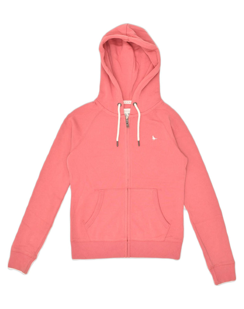 JACK WILLS Womens Zip Hoodie Sweater UK 12 Medium Pink Cotton | Vintage Jack Wills | Thrift | Second-Hand Jack Wills | Used Clothing | Messina Hembry 