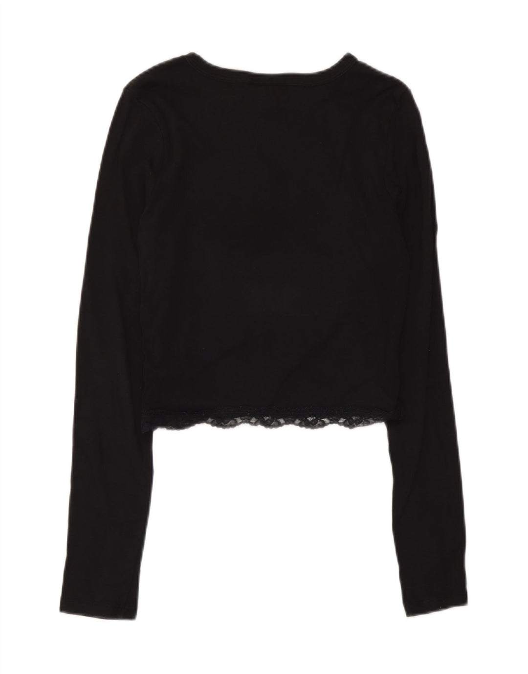 Topshop Womens Crop Top Long Sleeve UK 10 Small  Black