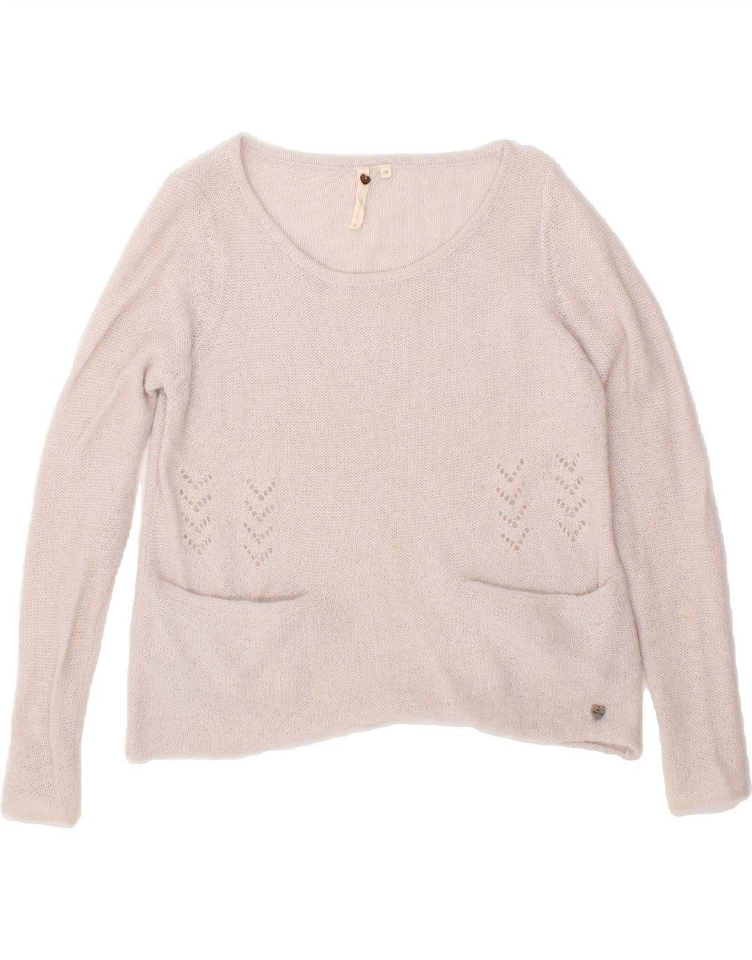 WHITE STUFF Womens Boat Neck Jumper Sweater UK 10 Small Beige Acrylic Vintage White Stuff and Second-Hand White Stuff from Messina Hembry 