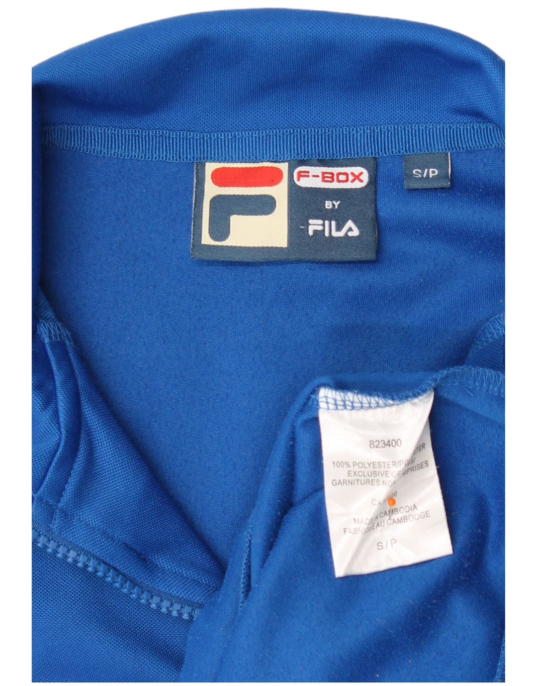 FILA Mens Graphic Tracksuit Top Jacket Small Blue Colourblock Polyester