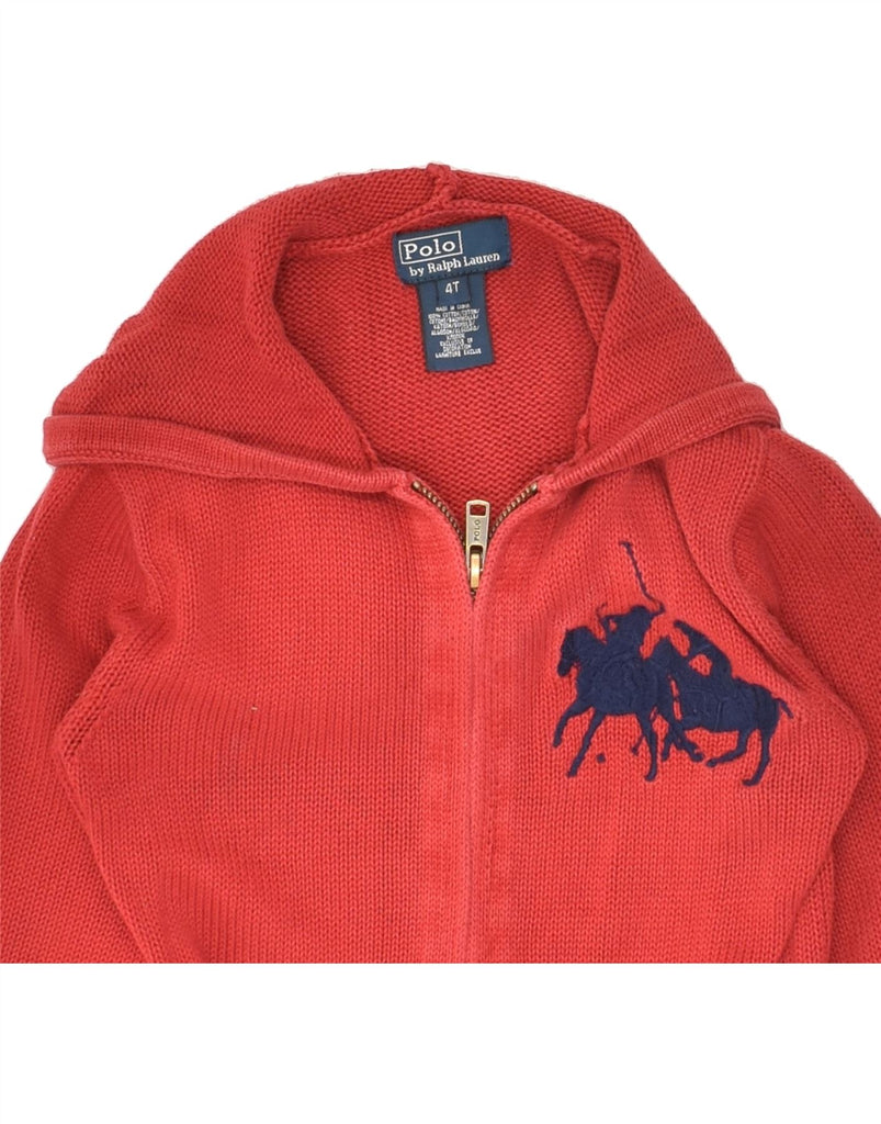 POLO RALPH LAUREN Boys Hooded Cardigan Sweater 3-4 Years Red Cotton | Vintage Polo Ralph Lauren | Thrift | Second-Hand Polo Ralph Lauren | Used Clothing | Messina Hembry 