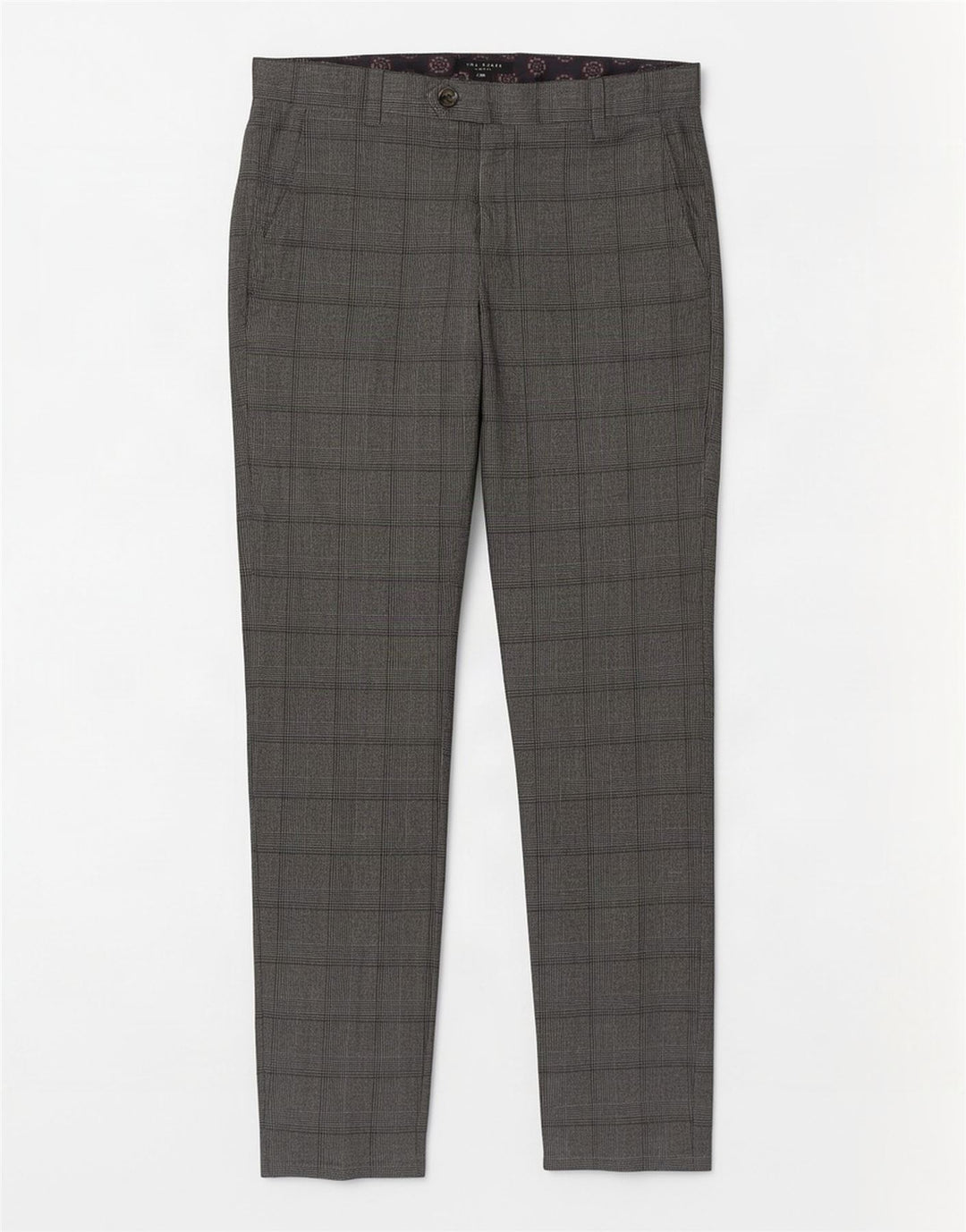 Ted Baker Mens Slim Casual Trousers W32 L31 Grey Check Polyester