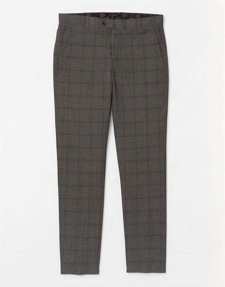 Ted Baker Mens Slim Casual Trousers W32 L31 Grey Check Polyester