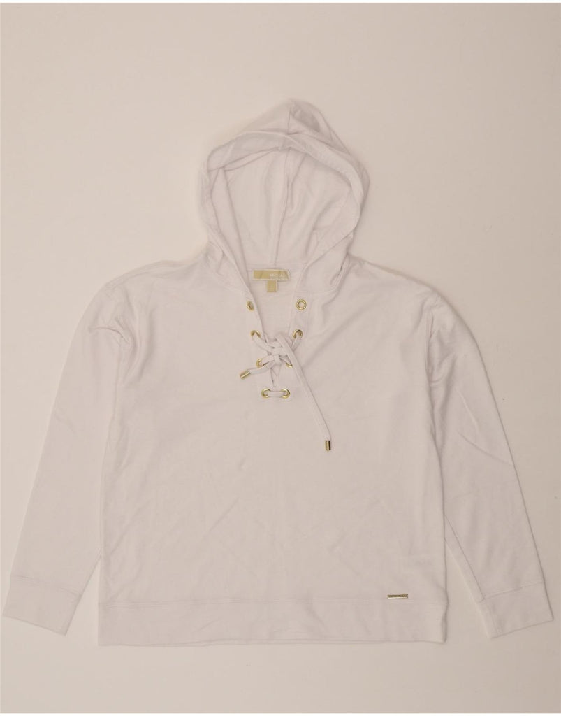 MICHAEL KORS Womens Hoodie Jumper UK 16 Large White Cotton Vintage Michael Kors and Second-Hand Michael Kors from Messina Hembry 