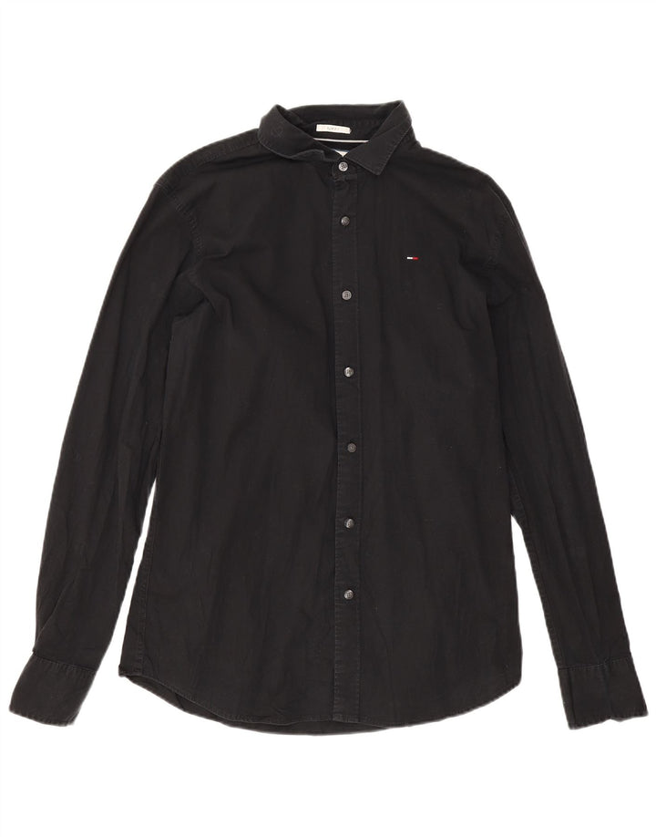 Tommy Hilfiger Mens Slim Fit Shirt Large Black Cotton
