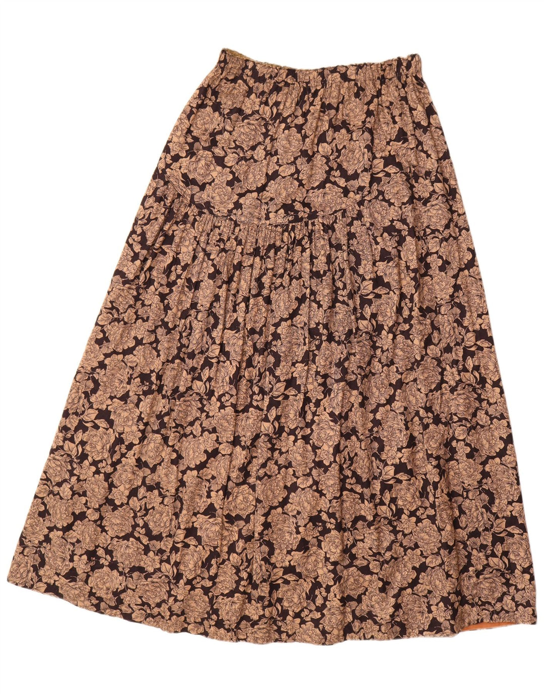 VINTAGE Womens A-Line Skirt Medium W30 Brown Floral Viscose