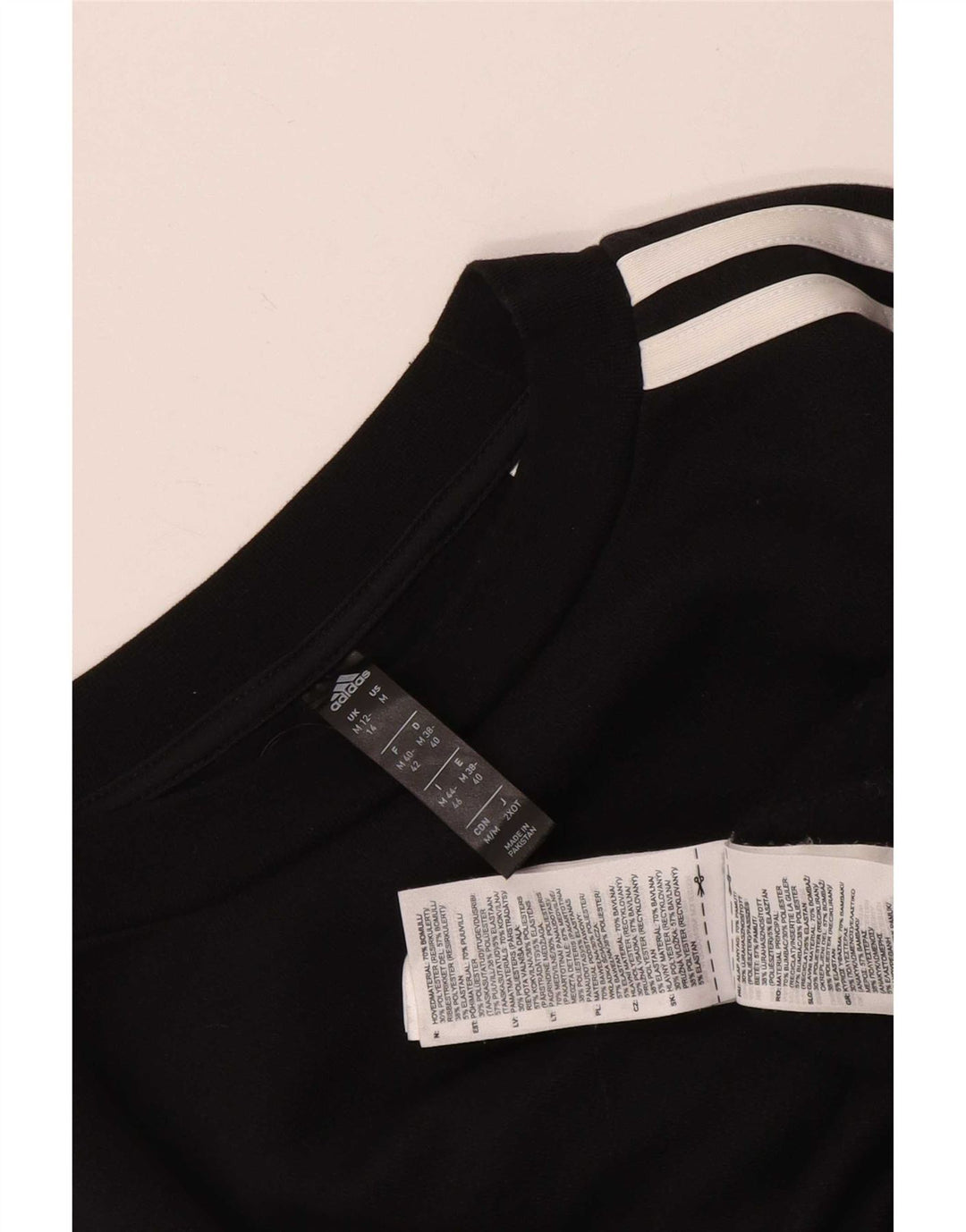 Adidas Womens Crop Sweatshirt Jumper UK 12/14 Medium Black Cotton