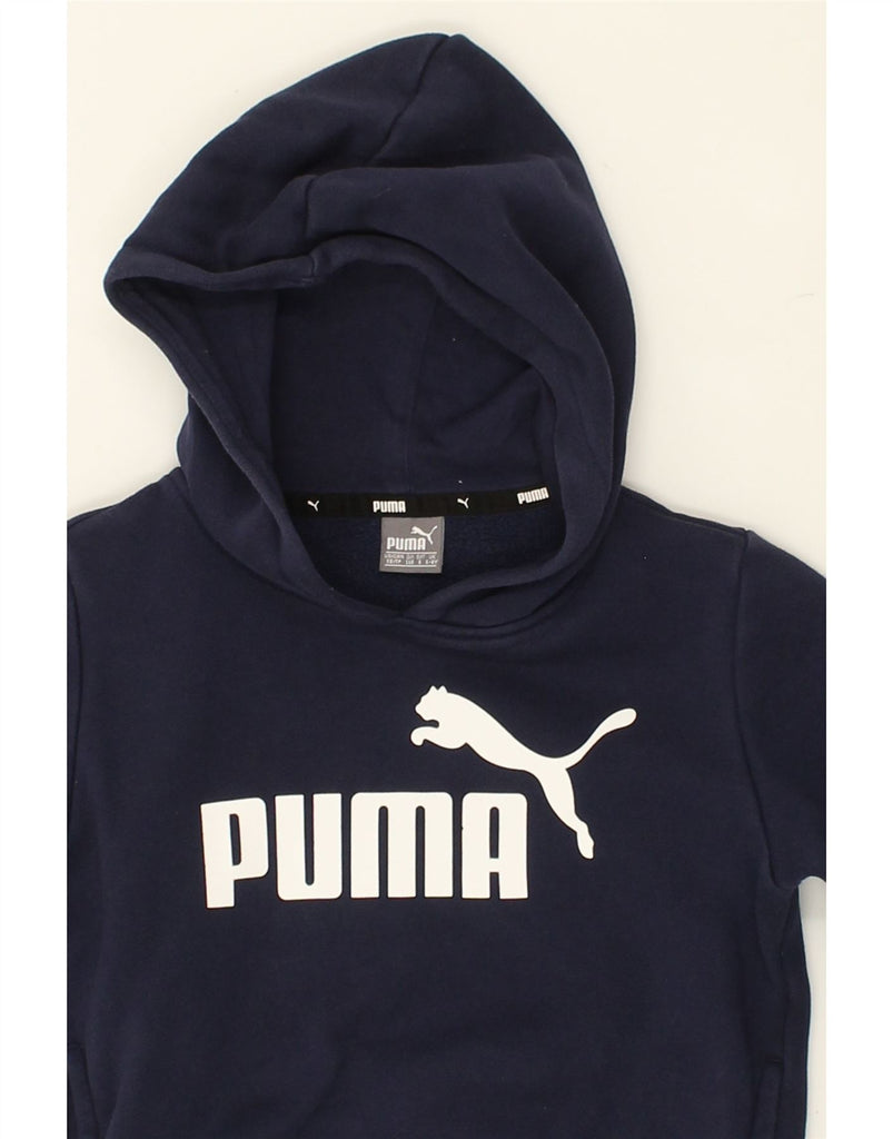 PUMA Boys Graphic Hoodie Jumper 5-6 Years Navy Blue Cotton | Vintage Puma | Thrift | Second-Hand Puma | Used Clothing | Messina Hembry 