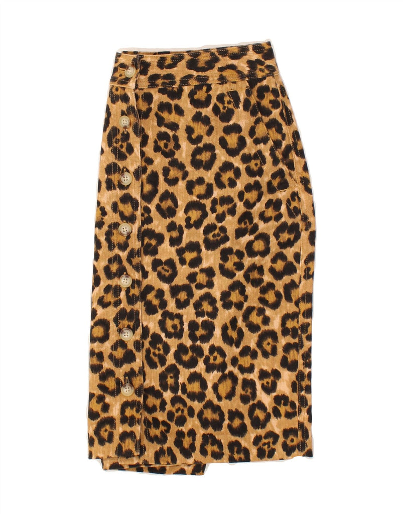 RALPH LAUREN Womens Pencil Skirt US 2 XS W29 Brown Animal Print Linen | Vintage Ralph Lauren | Thrift | Second-Hand Ralph Lauren | Used Clothing | Messina Hembry 