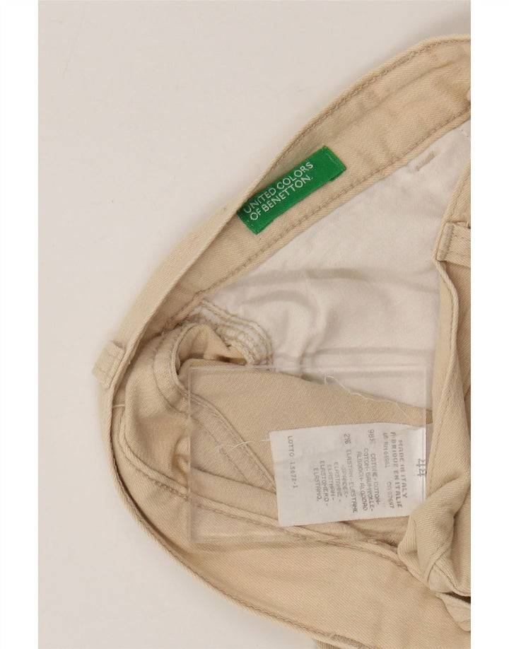 BENETTON Womens High Waist Cropped Trousers IT 44 Medium W26 L24 Beige