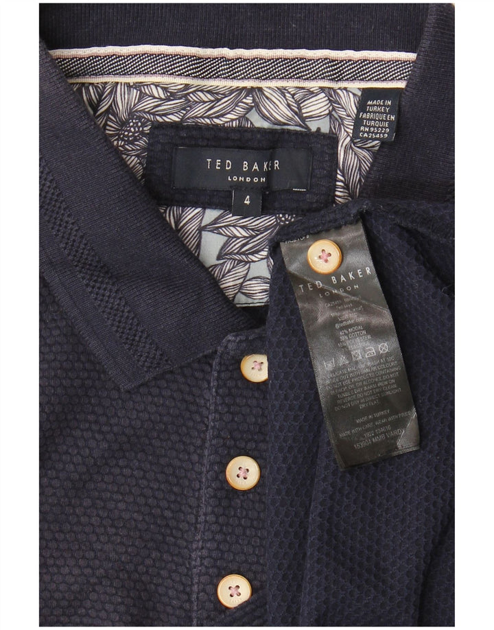 Ted Baker Mens Polo Shirt Size 4 Large Navy Blue Modal