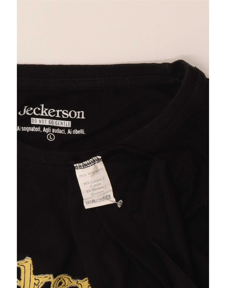 Jeckerson Mens Graphic T-Shirt Top Large Black Cotton