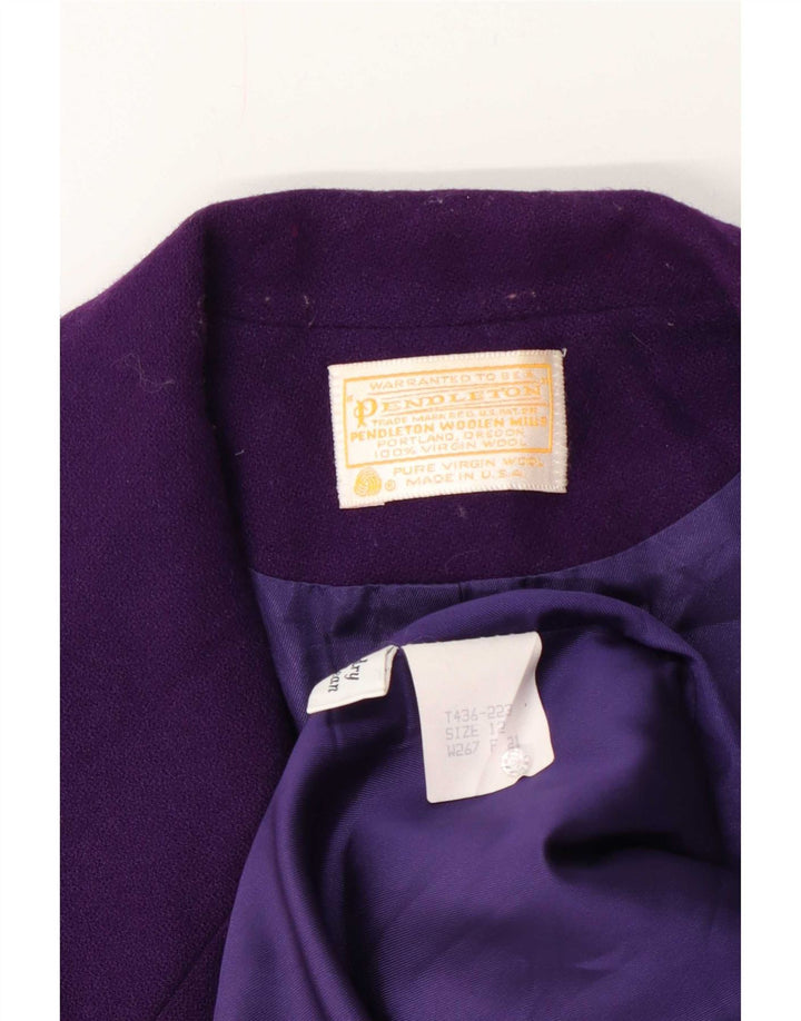 Pendleton Womens 1 Button Blazer Jacket UK 12 Medium Purple Virgin Wool
