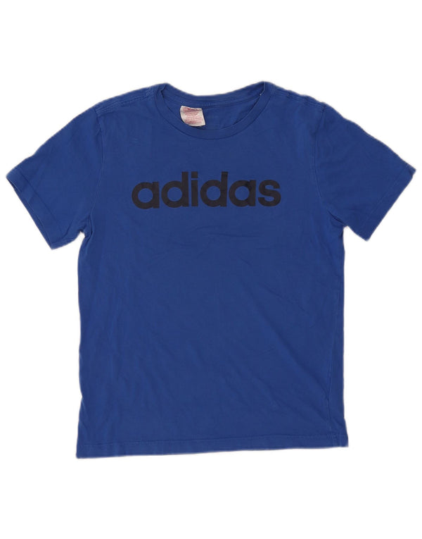ADIDAS Boys Graphic T-Shirt Top 12-13 Years Large Blue Cotton