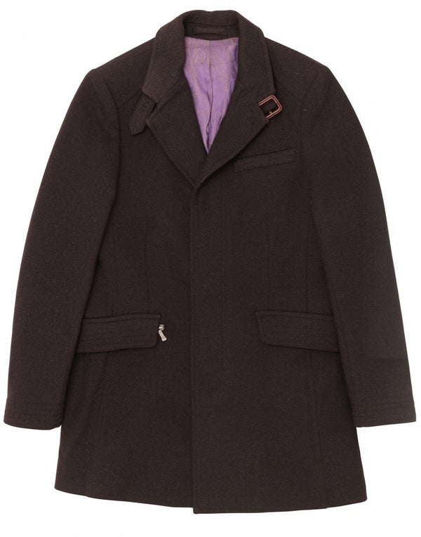 Ted Baker Mens Overcoat Size 3 Medium Black Wool Classic