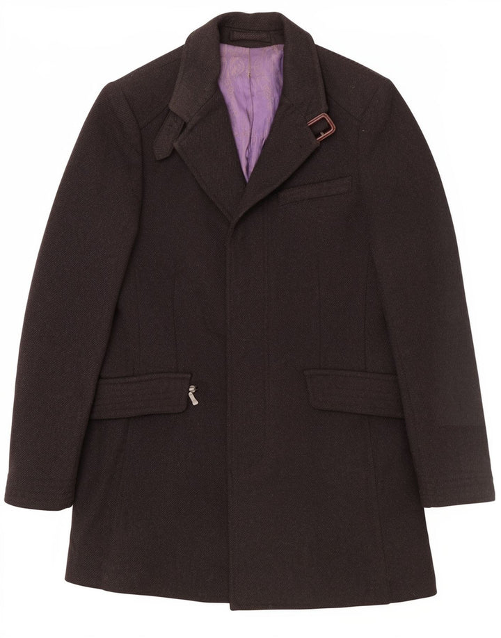 Ted Baker Mens Overcoat Size 3 Medium Black Wool Classic