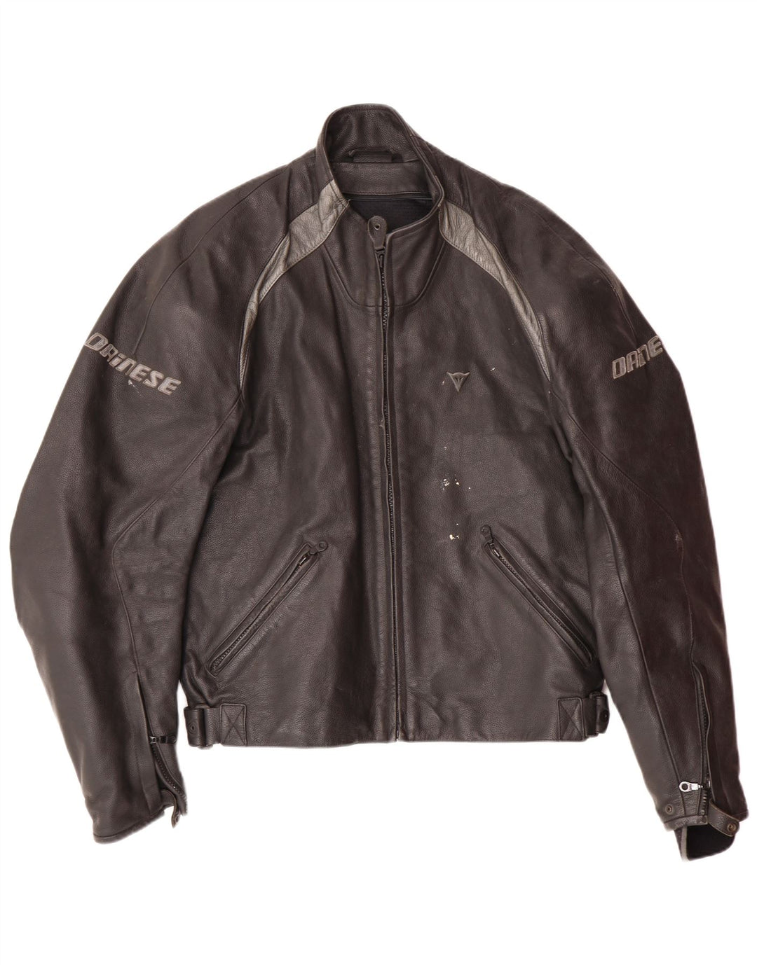 DAINESE Mens Graphic Racer Jacket Size 54 Large Black Colourblock Leather