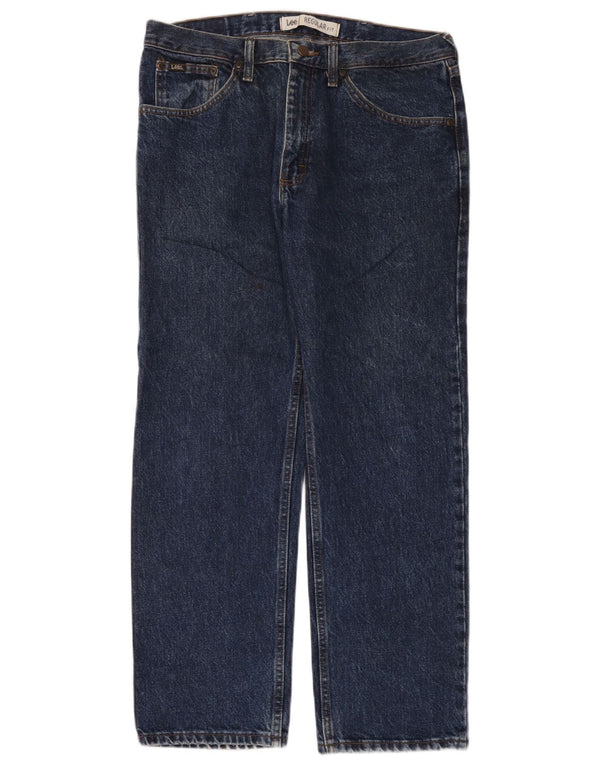 Lee Mens Regular Fit Straight Jeans W34 L29 Navy Blue Cotton
