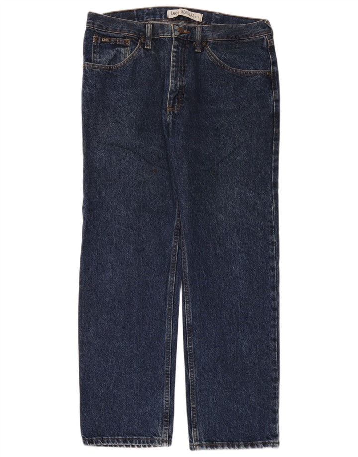 Lee Mens Regular Fit Straight Jeans W34 L29 Navy Blue Cotton