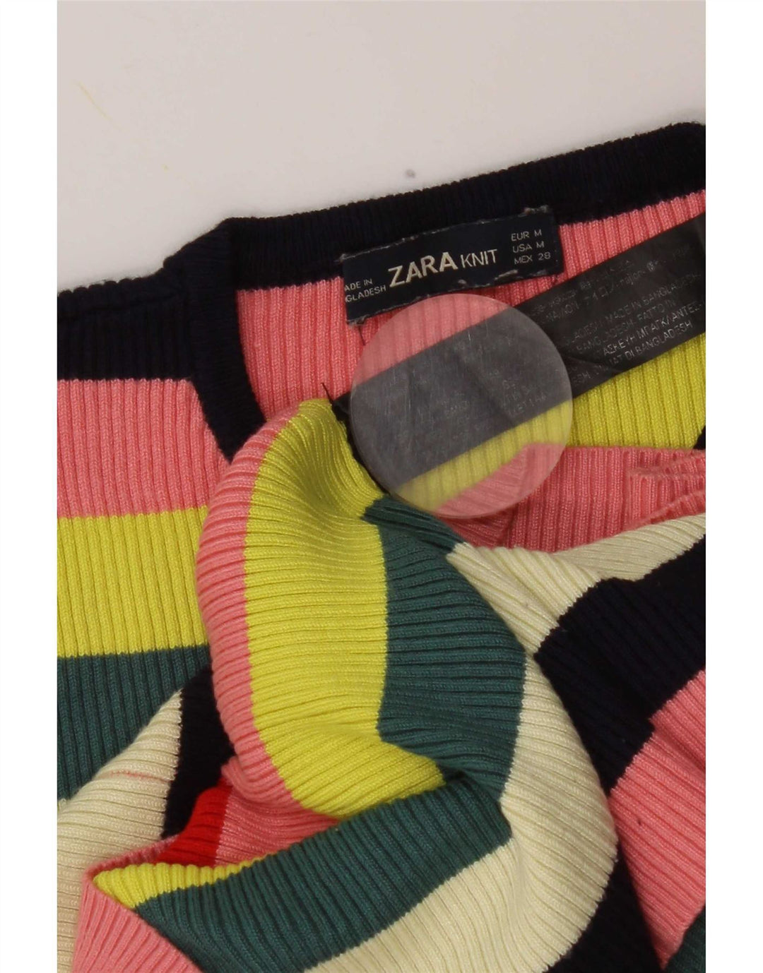 Zara Womens T-Shirt Top UK 12 Medium Multicoloured Striped Viscose