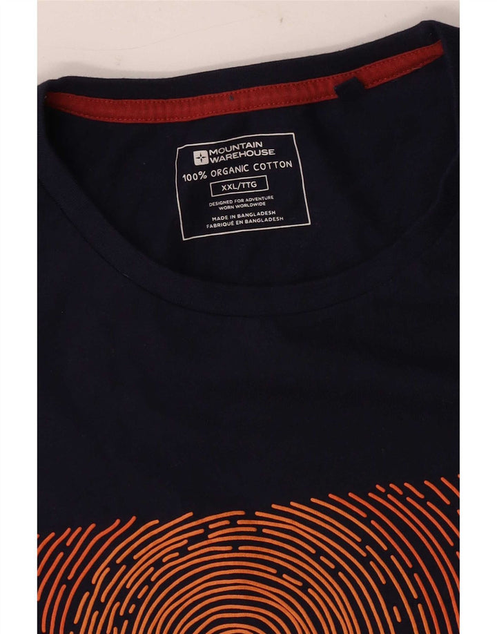 Mountain Warehouse Mens Regular Graphic T-Shirt Top 2XL Navy Blue Cotton