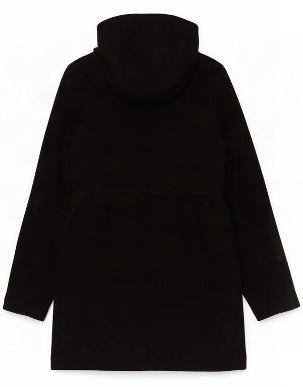Zara Womens Trafaluc Hooded Overcoat UK 12 Medium Black Wool