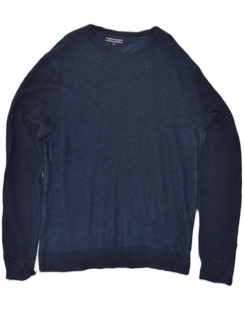 TOMMY HILFIGER Mens Slim Fit Crew Neck Jumper Sweater 2XL Navy Blue | Vintage Tommy Hilfiger | Thrift | Second-Hand Tommy Hilfiger | Used Clothing | Messina Hembry 