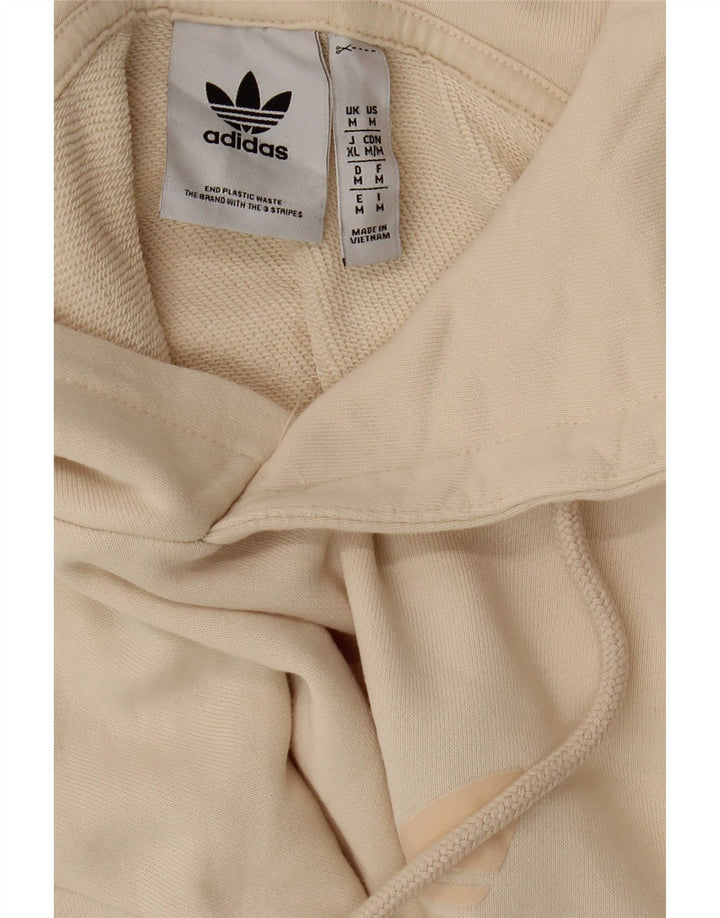 ADIDAS Mens Graphic Hoodie Jumper Medium Beige Cotton Vintage Adidas and Second-Hand Adidas from Messina Hembry 