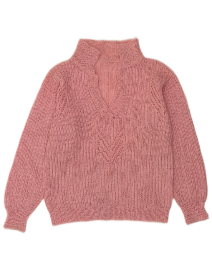 Vintage Womens Turtle Neck Jumper Sweater UK 14 Large Pink
