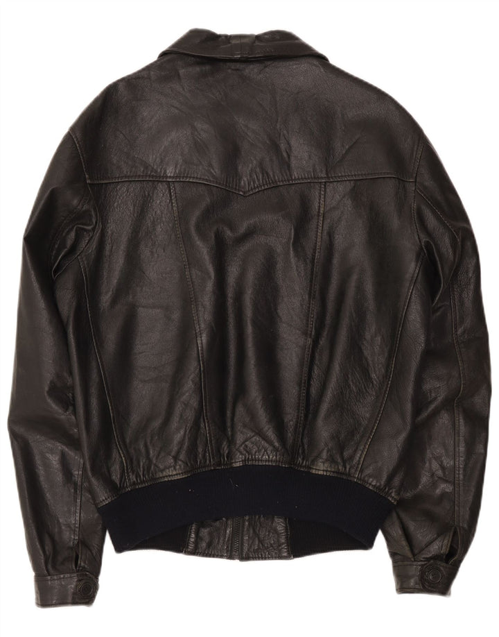 Vintage Mens Leather Jacket IT 48 Medium Black