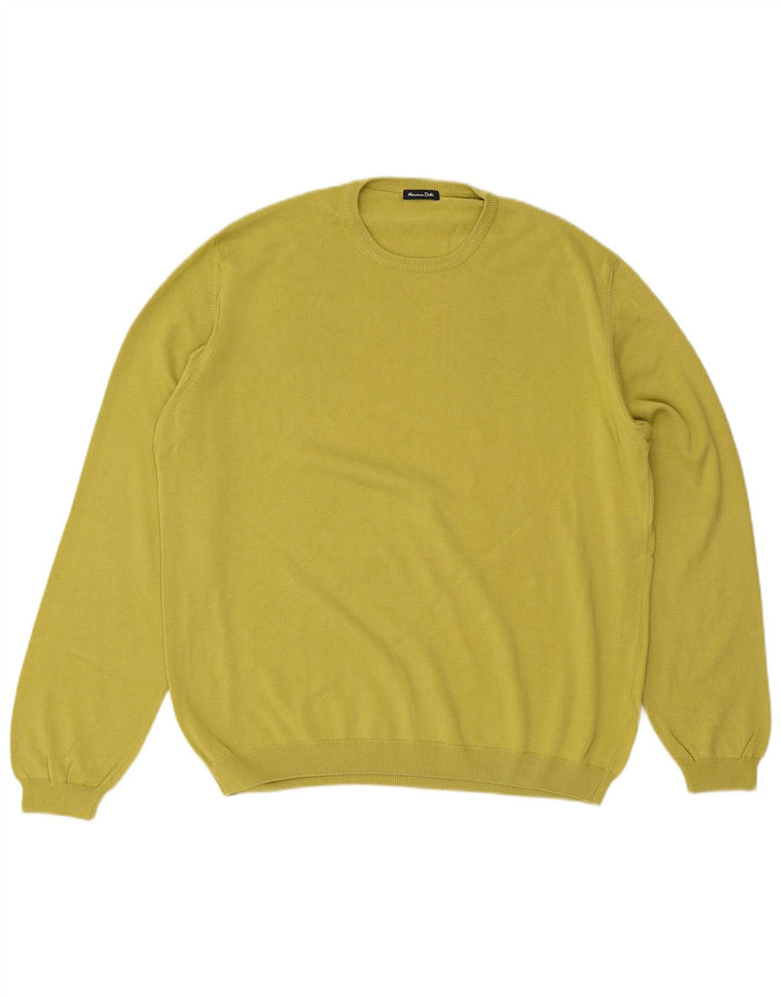 Massimo Dutti Mens Crew Neck Jumper Sweater XL Green Cotton