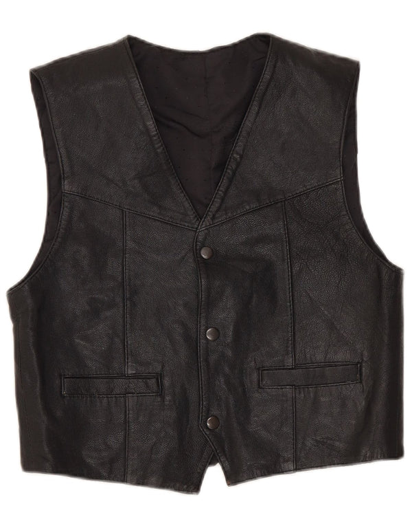 Vintage Boys Leather Waistcoat 8-9 Years Black