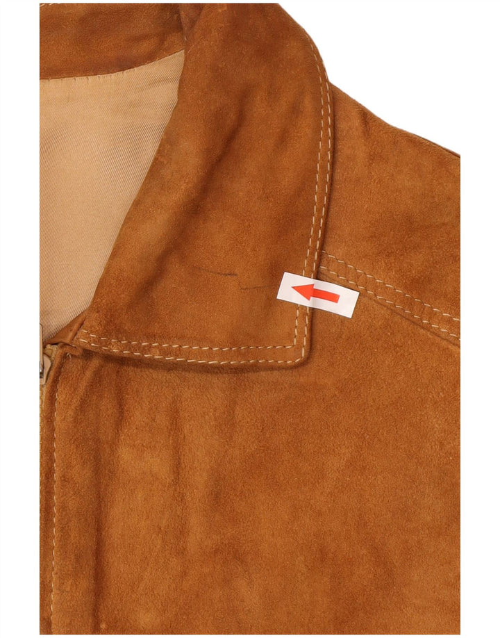 Vintage Mens Suede Bomber Jacket IT 48 Medium Brown
