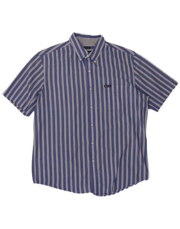 Chaps Mens Short Sleeve Shirt Large Blue Striped