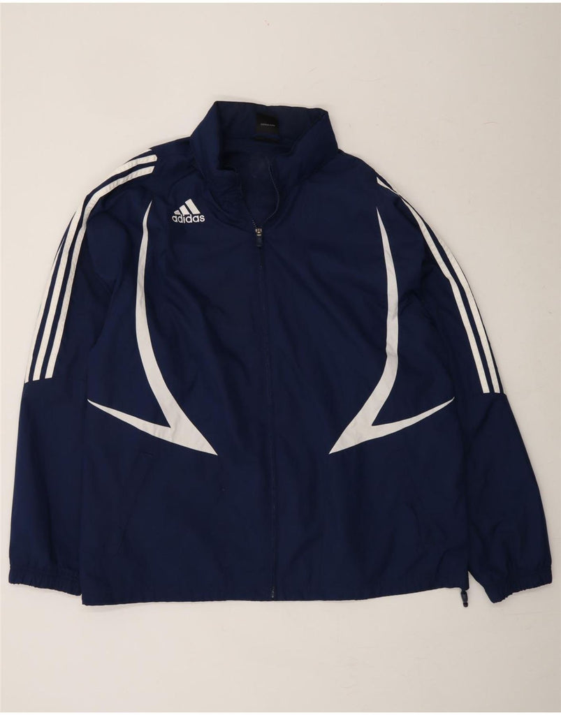 ADIDAS Mens Rain Jacket UK 44/46Large Navy Blue Colourblock Polyester Vintage Adidas and Second-Hand Adidas from Messina Hembry 