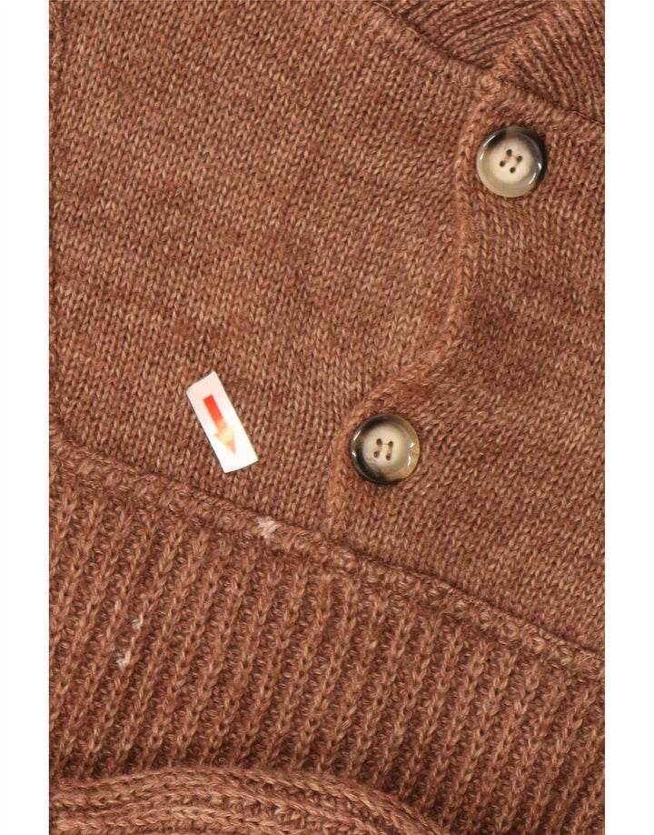 Ivy Oxford Mens Button Neck Jumper Sweater Large Brown Wool