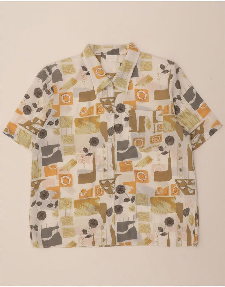 MICHAEL GOLD Womens Oversized Abstract Pattern Shirt UK 18 XL White