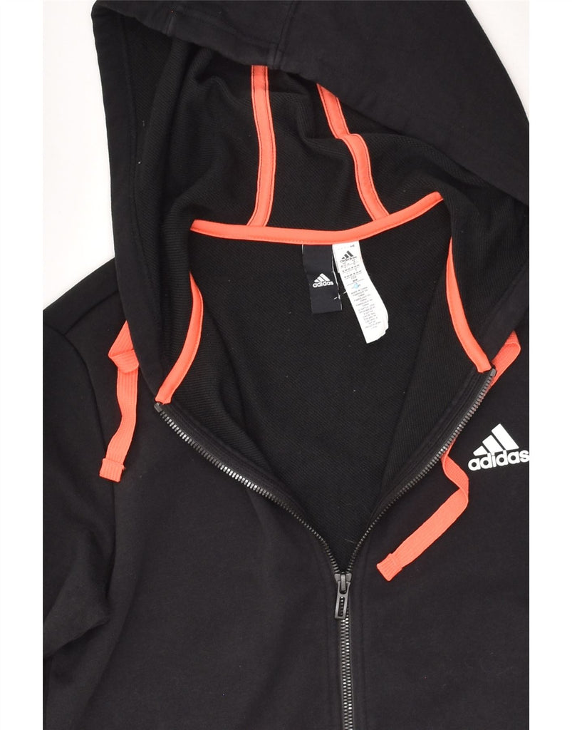 ADIDAS Womens Zip Hoodie Sweater UK 12 Medium Black Cotton | Vintage Adidas | Thrift | Second-Hand Adidas | Used Clothing | Messina Hembry 