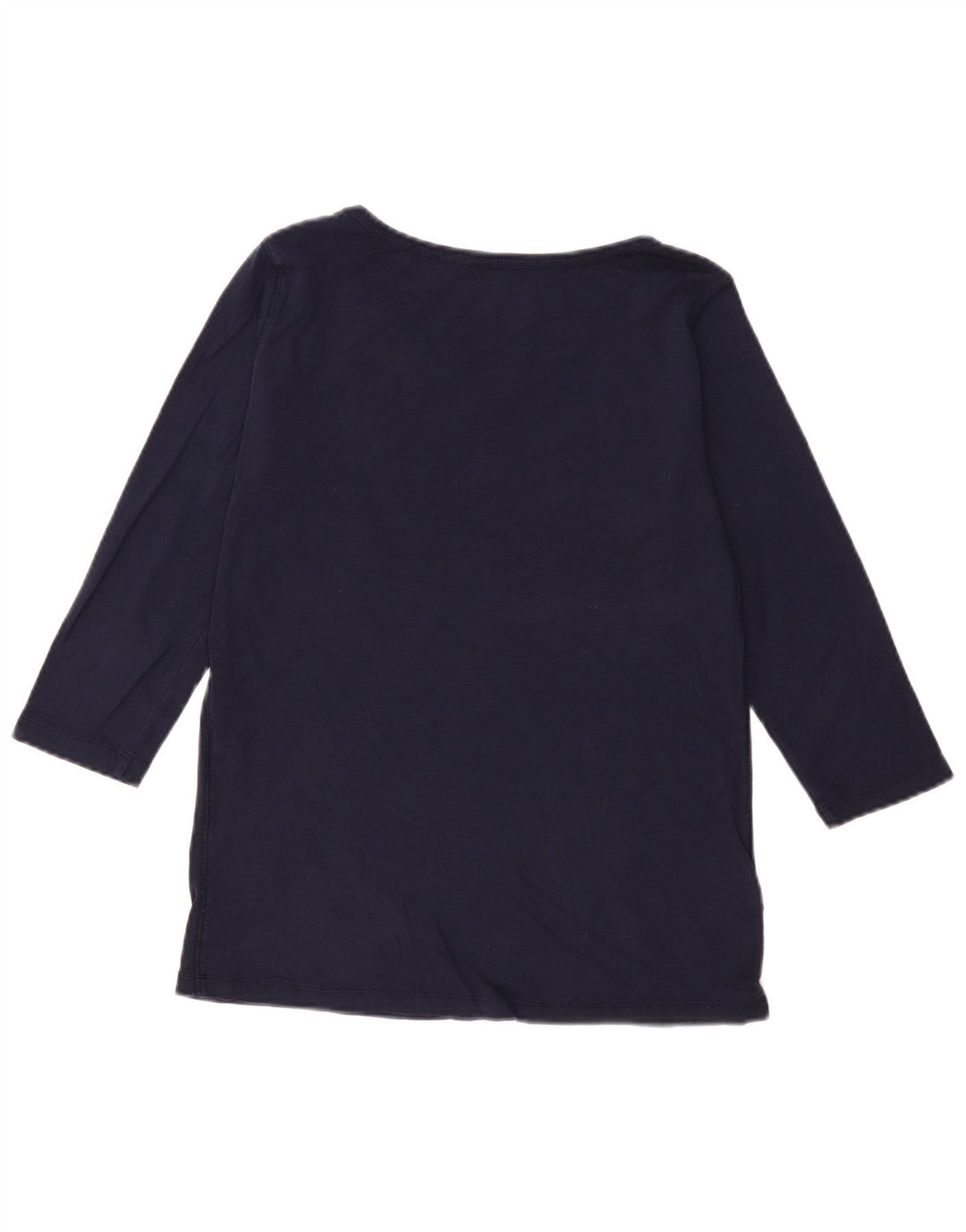 EDDIE BAUER Womens Top 3/4 Sleeve UK 16 Large Navy Blue Cotton