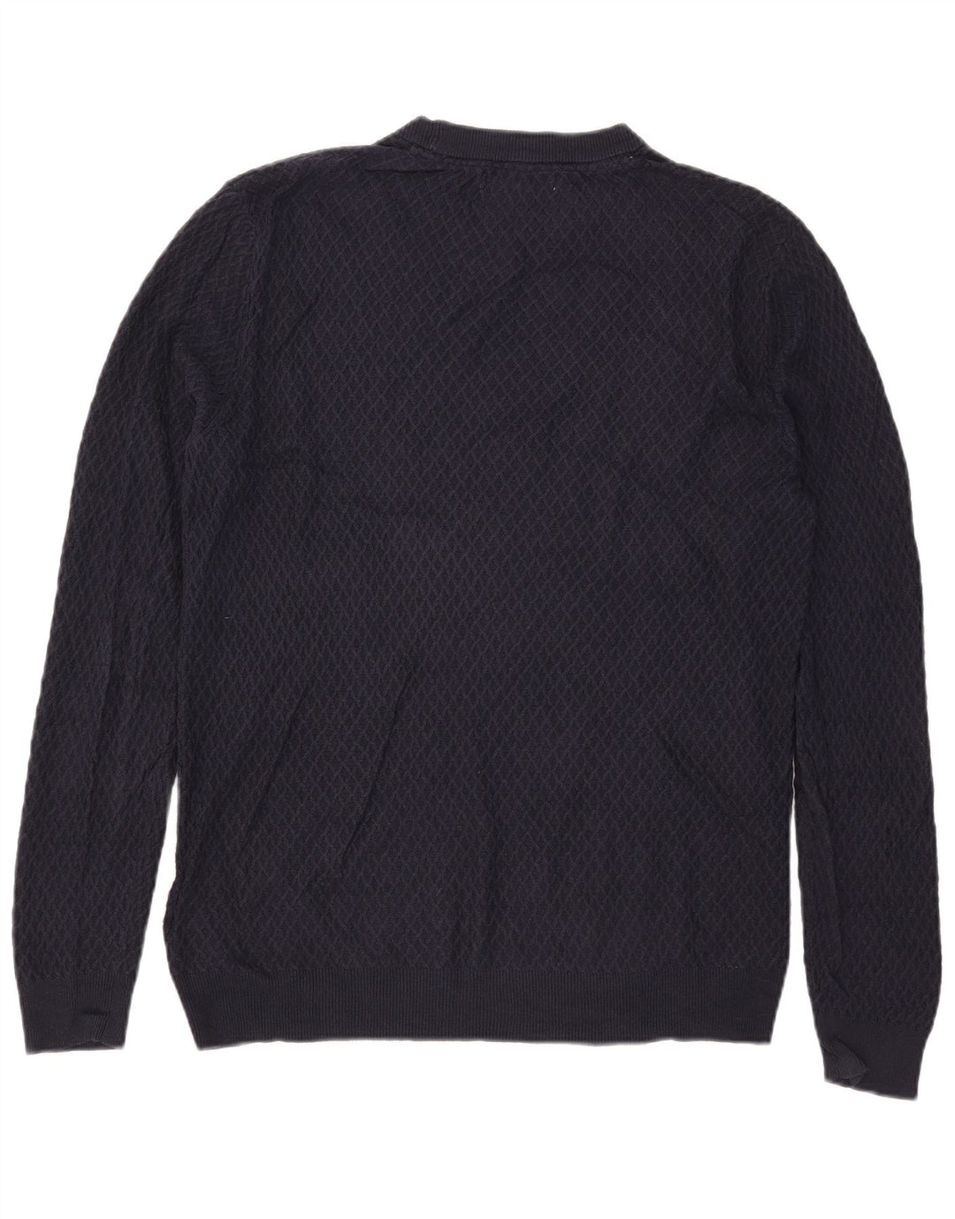 Guess Mens Crew Neck Jumper Sweater Large Navy Blue Cotton
