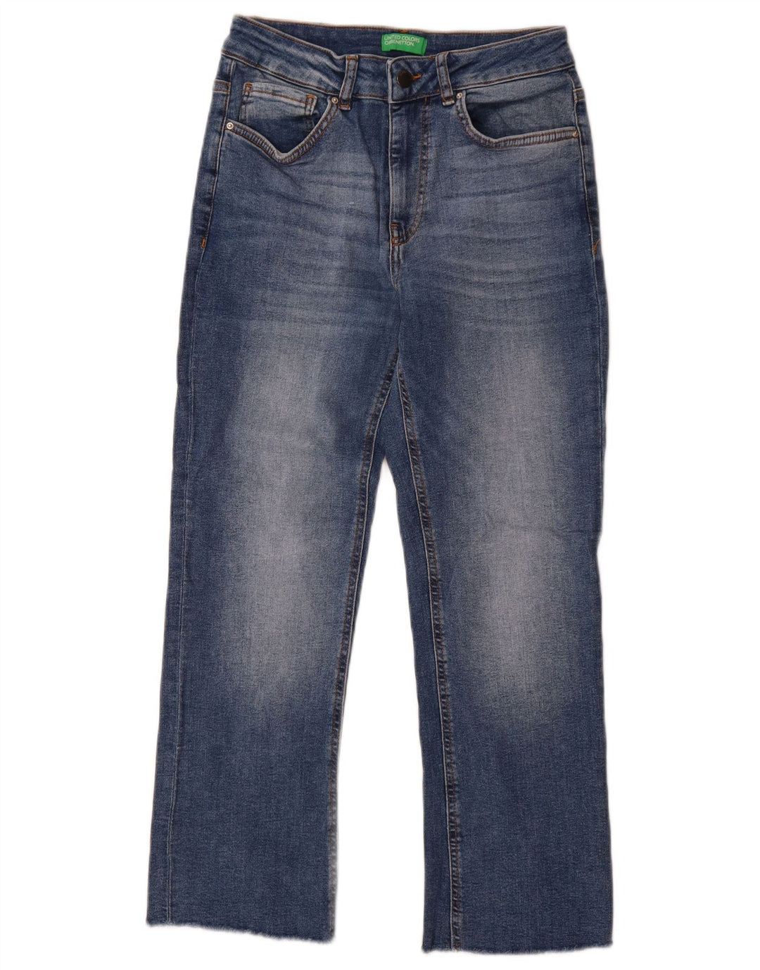 Benetton Womens Straight Jeans W28 L28 Blue Cotton