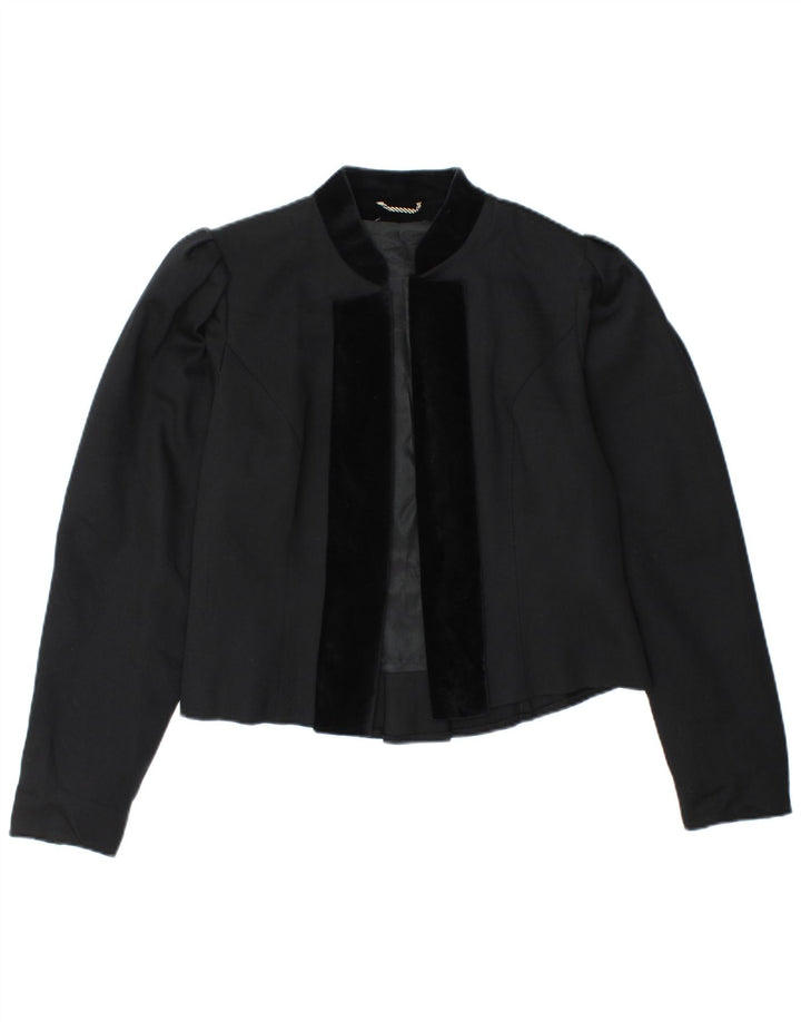 Vintage Womens Open Blazer Jacket IT 38 XS Black New Wool
